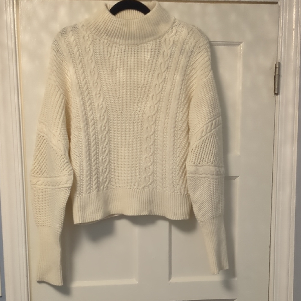 Veronica Beard "Bertilda" Cream Cable Knit Cashmere Sweater - Picture 4 of 8